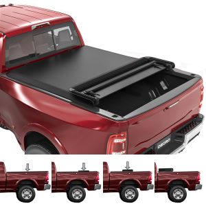 OEDRO 5 5ft Soft Quad Fold Tonneau Cover For 2015 2024 Ford F150