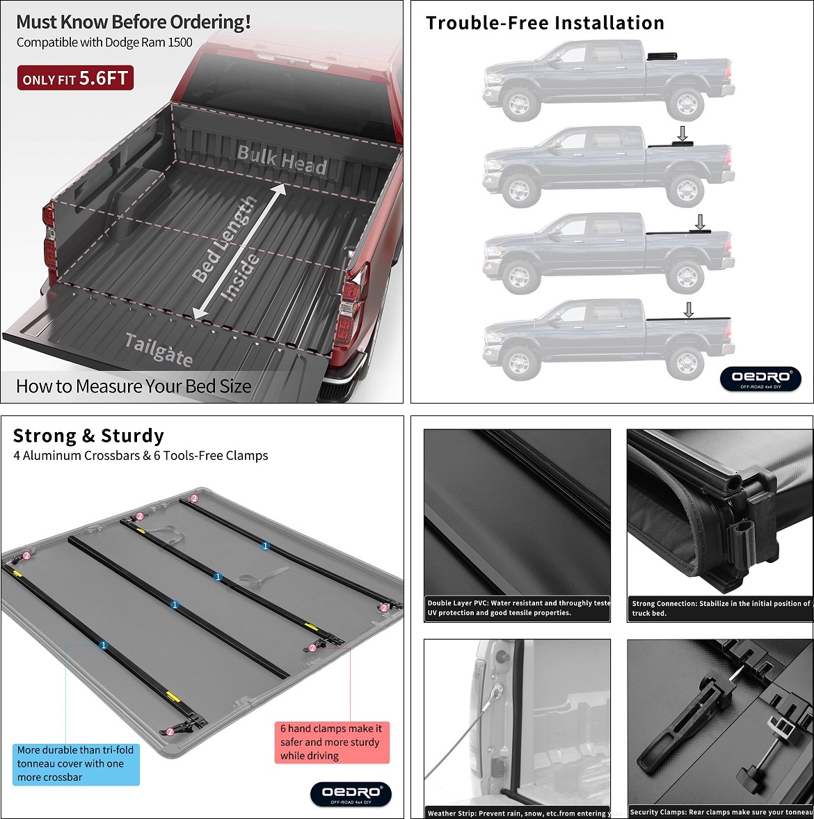 2019 FourFold Tonneau Cover for Dodge Ram 6.5ft Bed OEDRO®