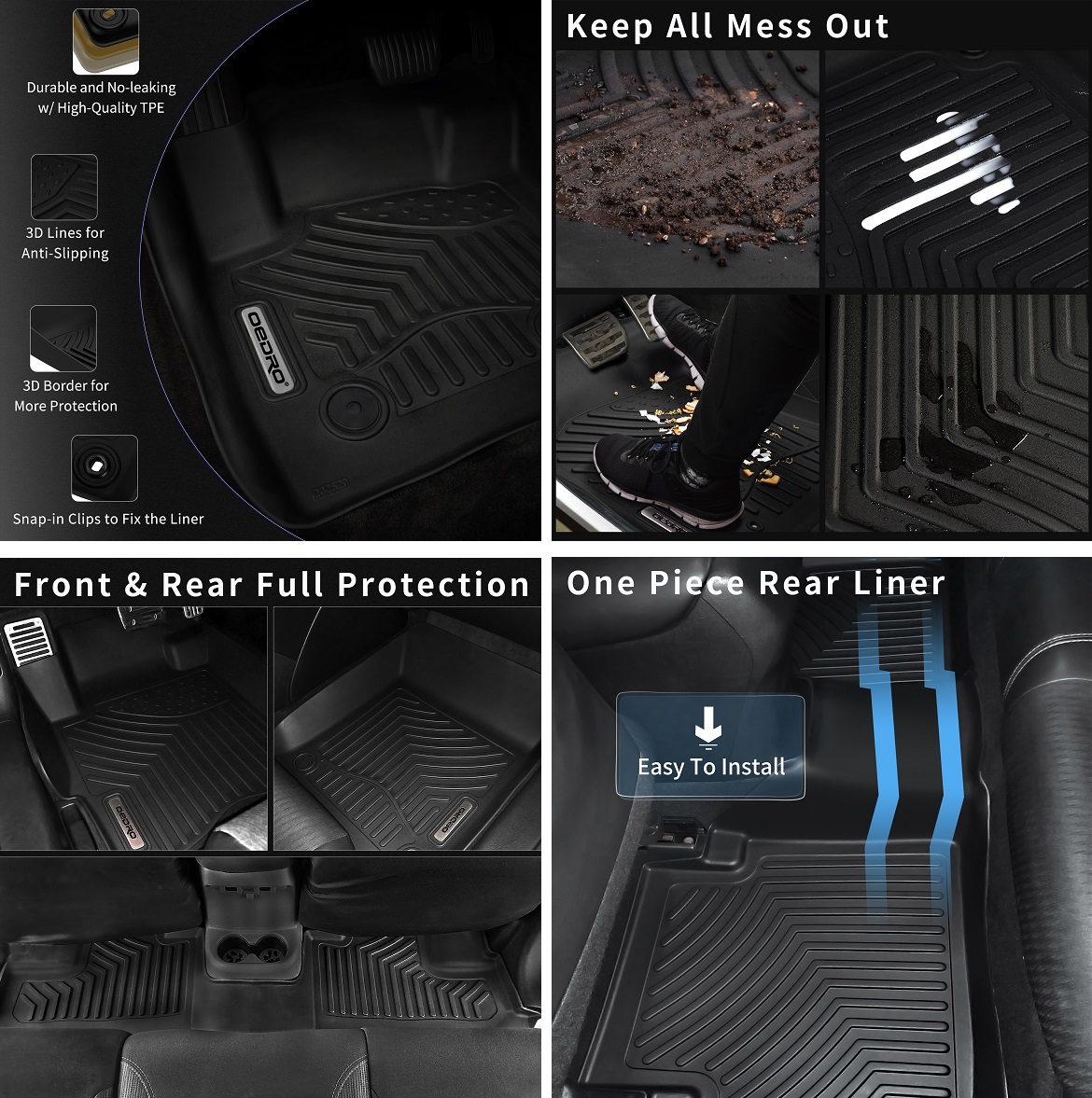 OEDRO® Floor Mats for 20172022 Cadillac XT5, AllWeather Guard Black